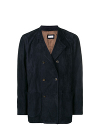 Мужской темно-синий двубортный пиджак от Brunello Cucinelli