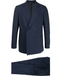 Мужской темно-синий двубортный пиджак от Caruso