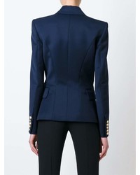 Женский темно-синий двубортный пиджак от Balmain