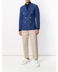 Мужской темно-синий двубортный пиджак от Barba