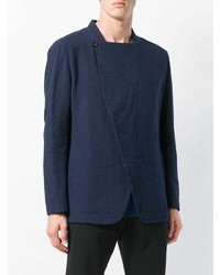 Мужской темно-синий двубортный пиджак от Issey Miyake Men