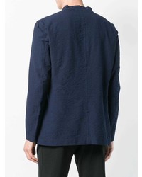 Мужской темно-синий двубортный пиджак от Issey Miyake Men