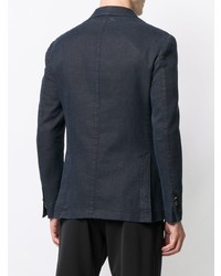 Мужской темно-синий двубортный пиджак от Dell'oglio
