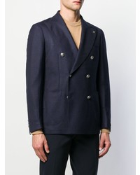 Мужской темно-синий двубортный пиджак от Tagliatore