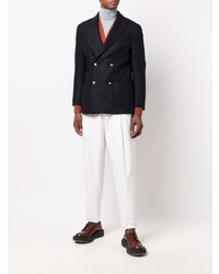 Мужской темно-синий двубортный пиджак от Fortela