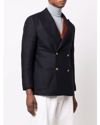 Мужской темно-синий двубортный пиджак от Fortela