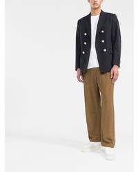 Мужской темно-синий двубортный пиджак от Palm Angels