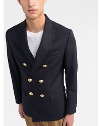 Мужской темно-синий двубортный пиджак от Palm Angels