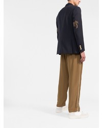 Мужской темно-синий двубортный пиджак от Palm Angels