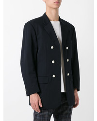 Мужской темно-синий двубортный пиджак от Comme Des Garçons Vintage