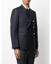 Мужской темно-синий двубортный пиджак от Thom Browne