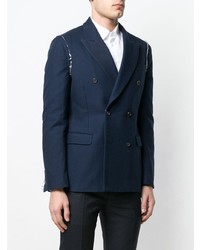 Мужской темно-синий двубортный пиджак от Alexander McQueen
