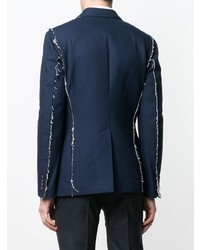 Мужской темно-синий двубортный пиджак от Alexander McQueen