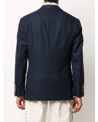 Мужской темно-синий двубортный пиджак от Brunello Cucinelli