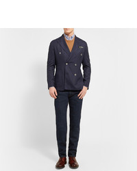Мужской темно-синий двубортный пиджак от Boglioli