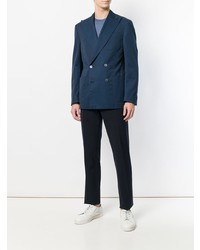 Мужской темно-синий двубортный пиджак от Corneliani