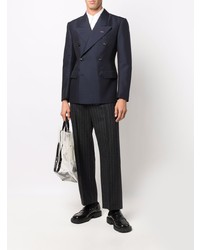 Мужской темно-синий двубортный пиджак от Maison Margiela
