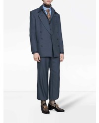Мужской темно-синий двубортный пиджак от Gucci