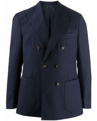 Мужской темно-синий двубортный пиджак от Eleventy