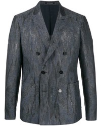 Мужской темно-синий двубортный пиджак от Emporio Armani
