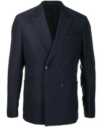 Мужской темно-синий двубортный пиджак от Ermenegildo Zegna