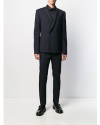 Мужской темно-синий двубортный пиджак от Les Hommes