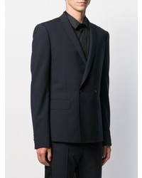 Мужской темно-синий двубортный пиджак от Les Hommes