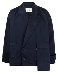 Мужской темно-синий двубортный пиджак от Henrik Vibskov