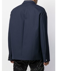 Мужской темно-синий двубортный пиджак от Oamc