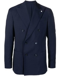 Мужской темно-синий двубортный пиджак от Luigi Bianchi Mantova