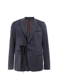 Мужской темно-синий двубортный пиджак от Maison Mihara Yasuhiro