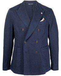 Мужской темно-синий двубортный пиджак от Manuel Ritz