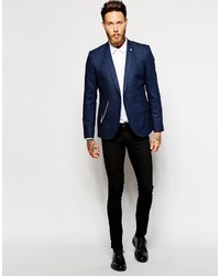 Мужской темно-синий двубортный пиджак