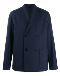 Мужской темно-синий двубортный пиджак от Oamc