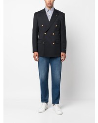 Мужской темно-синий двубортный пиджак от Paul & Shark