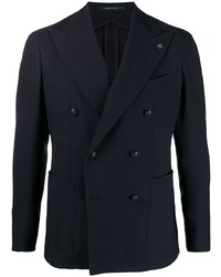 Мужской темно-синий двубортный пиджак от Tagliatore