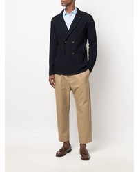 Мужской темно-синий двубортный пиджак от Manuel Ritz