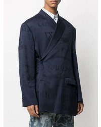 Мужской темно-синий двубортный пиджак от Martine Rose