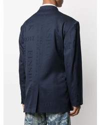 Мужской темно-синий двубортный пиджак от Martine Rose