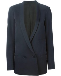 Женский темно-синий двубортный пиджак