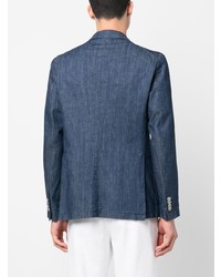 Мужской темно-синий джинсовый двубортный пиджак от Tagliatore