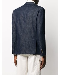 Мужской темно-синий джинсовый двубортный пиджак от Lardini