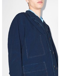 Мужской темно-синий джинсовый двубортный пиджак от Chimala