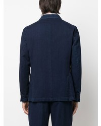 Мужской темно-синий джинсовый двубортный пиджак от Alberto Biani