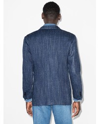 Мужской темно-синий джинсовый пиджак от Kiton