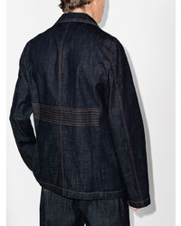 Мужской темно-синий джинсовый пиджак от Wales Bonner