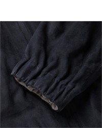 Мужской темно-синий замшевый бомбер от Loro Piana