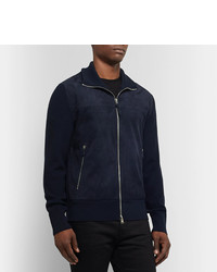 Мужской темно-синий замшевый бомбер от Tom Ford