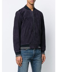 Мужской темно-синий замшевый бомбер от Orciani
