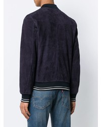 Мужской темно-синий замшевый бомбер от Orciani